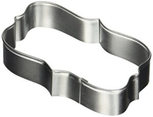 r & m rectangle plaque tinplated cookie cutter 4.25-inch, silver