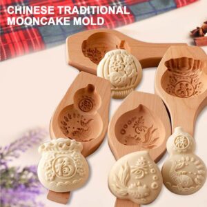 Wooden Cookie Molds Mooncake Mold Cookie Stamps for Baking Pie Press for Christmas Thanksgiving Birthday Mid Autumn Festival DIY（SHOU)