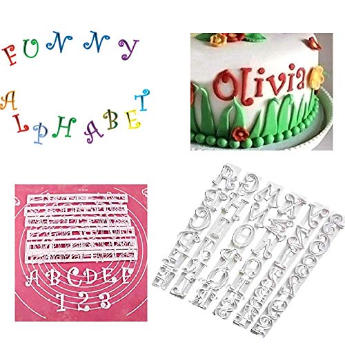 Alphabet Numbers and Punctuation Cookie Stamps Set Butterfly Stamps Decorating for Cookies, Cake, Fondant, Paste -Flower Baking Impress Cutter DIY Mold (6PC-Alphabet & Number Impress Cutter)