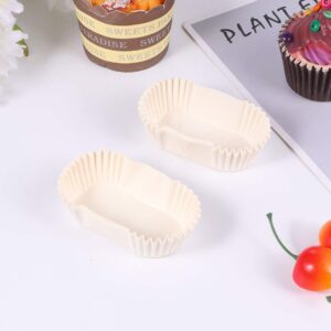 BESTonZON Oval Cake Paper Cups: Disposable Baking Cups Liners Grease Proof Cupcake Wrappers Muffin Holders Pastry Cake Cups for Holiday Party Mousse Cream Dessert Tart Mini Snacks