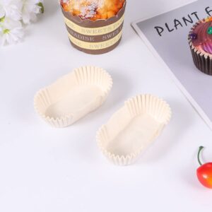 BESTonZON Oval Cake Paper Cups: Disposable Baking Cups Liners Grease Proof Cupcake Wrappers Muffin Holders Pastry Cake Cups for Holiday Party Mousse Cream Dessert Tart Mini Snacks