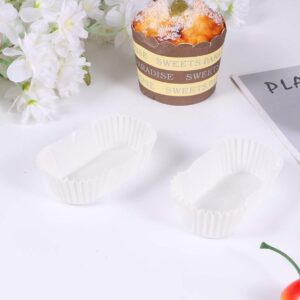 BESTonZON Oval Cake Paper Cups: Disposable Baking Cups Liners Grease Proof Cupcake Wrappers Muffin Holders Pastry Cake Cups for Holiday Party Mousse Cream Dessert Tart Mini Snacks