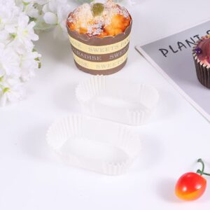 BESTonZON Oval Cake Paper Cups: Disposable Baking Cups Liners Grease Proof Cupcake Wrappers Muffin Holders Pastry Cake Cups for Holiday Party Mousse Cream Dessert Tart Mini Snacks