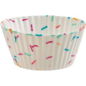 trudeau structure white confetti silicone standard muffin baking cup - set of 12