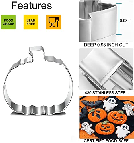 Pumpkin Cookie Cutters Set, 4", 3.22", 2" Large Fall Halloween Thanksgiving Cookie Cutters for Harvest Holiday Decoration Party Supplies