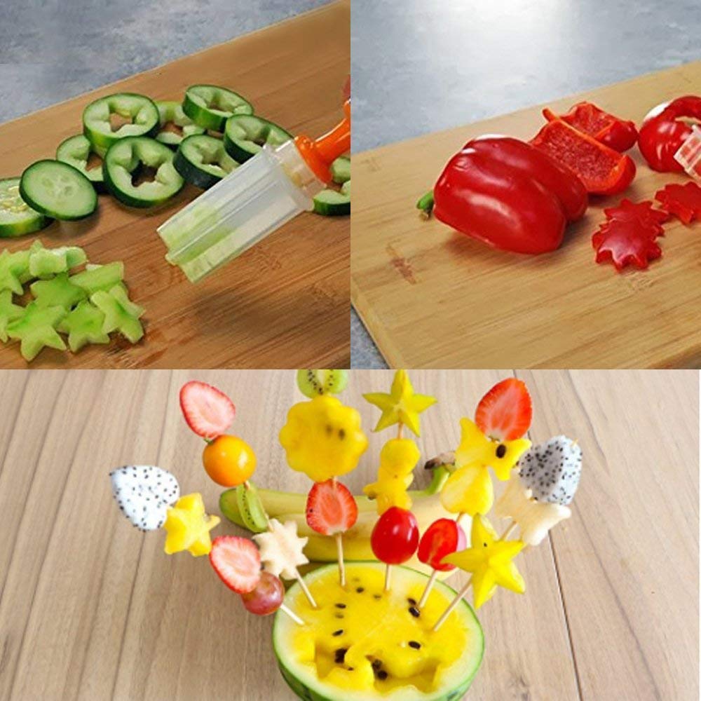 Creative Plastic Cake Cookie Vegetable Fruit Shape Cutter Slicer Veggie Mold Set/Fruit and Vegetable Shape Cutter-Fruit Decorating Tools-Fruit Slicer Set-Pop Chef Fruit Cutter-Cookie DIY Decorating to