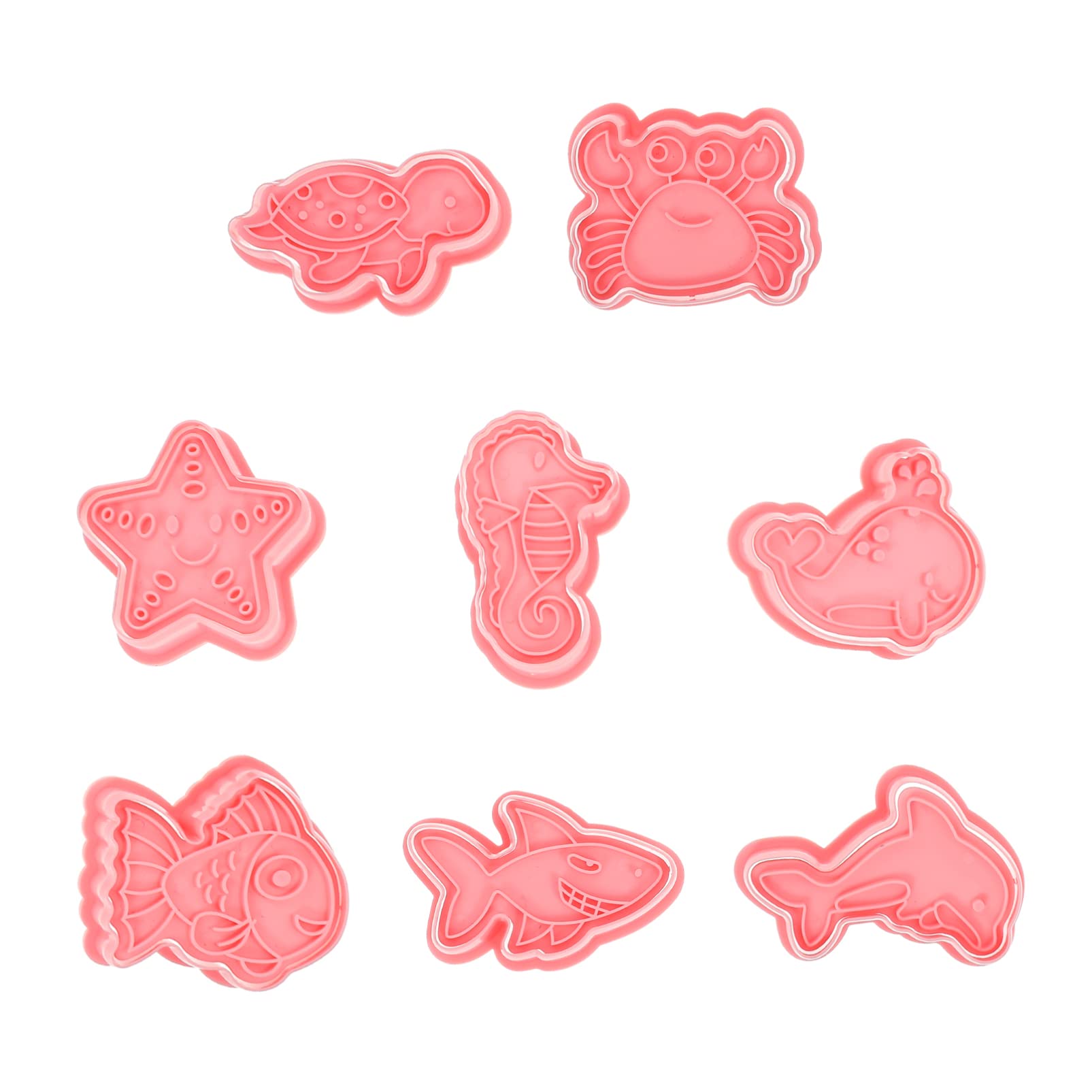 Hemoton 32 Pcs Animal Cookie Cutters Stamped Cookie Mold Silicone Baking Mold Cake Mold Kids Stampers Blank Wooden Craft Plaques Candy Gummy Dolphin 3d Pink Biscuit