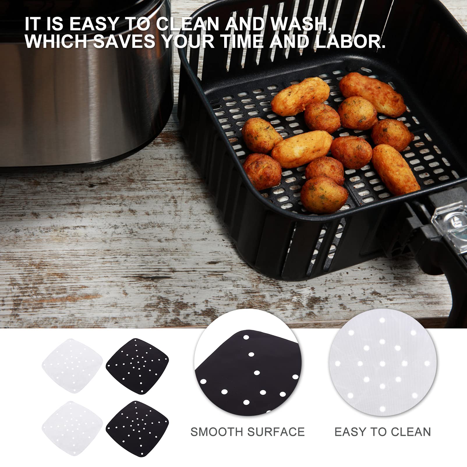 Hemoton 8 Pcs Air Fryer Pad Airfryer Air Fryers Round Steamer Liner Perforated Baking Pad Air Fryer Parchment Oven Steamer Patch Mat for Air Fryer Non-stick Mat Tray