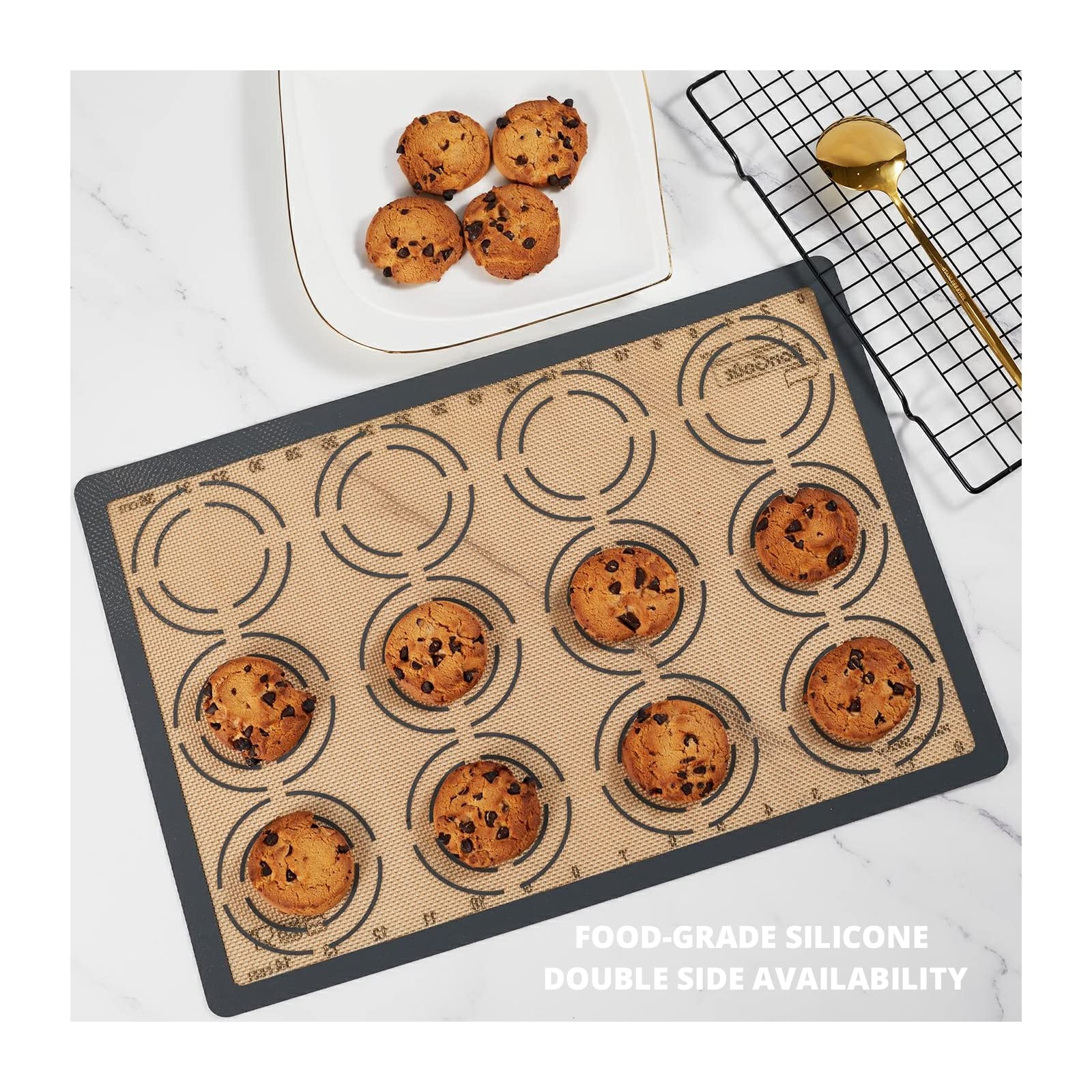 Silicone Baking Mat Set of 6, Non-Stick Food Grade Reusable Baking Sheet Liners Mats for Multi-Size Bakeware,Multi-Purpose Mats for Rolling Dough Making Pastry Cookies Macaroon Pizza by BonGoût.