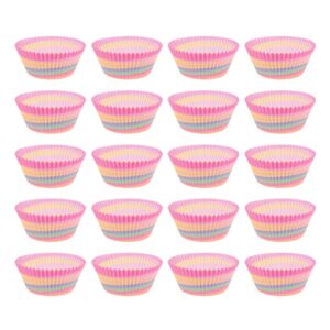 nuobesty 100pcs cupcake liners rainbow greaseproof oil proof cupcake wrappers cake cups dessert wraps for birthday party baby shower