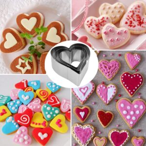 Heart Cookie Cutter Set - 3 Piece Biscuit Cutter, Pastry Donut Doughnut Cutter Set/Heart Shape Cookie Cutters Baking/Metal Heart Cake Molds Valentine's Day