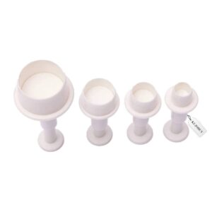 4 pcs set plastic round cookie plunger cutters set fondant cutters and molds for cupcake cake topper decorating holiday baking color white
