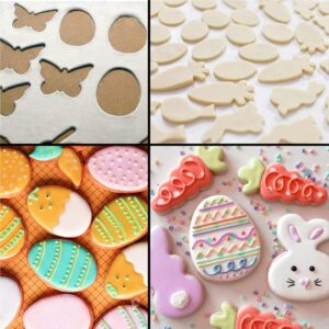 20Pcs Stainless Steel Cookie Cutter Set - Easter Cookie Cutter Set & Round Heart Flower Star Shapes Cookie Cutters Set (8Pcs +12Pcs)