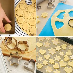 20Pcs Stainless Steel Cookie Cutter Set - Easter Cookie Cutter Set & Round Heart Flower Star Shapes Cookie Cutters Set (8Pcs +12Pcs)