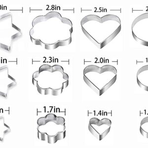 20Pcs Stainless Steel Cookie Cutter Set - Easter Cookie Cutter Set & Round Heart Flower Star Shapes Cookie Cutters Set (8Pcs +12Pcs)