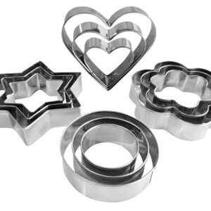 20Pcs Stainless Steel Cookie Cutter Set - Easter Cookie Cutter Set & Round Heart Flower Star Shapes Cookie Cutters Set (8Pcs +12Pcs)