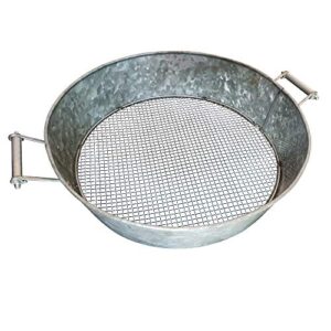 benjara bm195216 4 x 19 x 15.75 in. round galvanized steel compost sifter with wire mesh design base antique silver