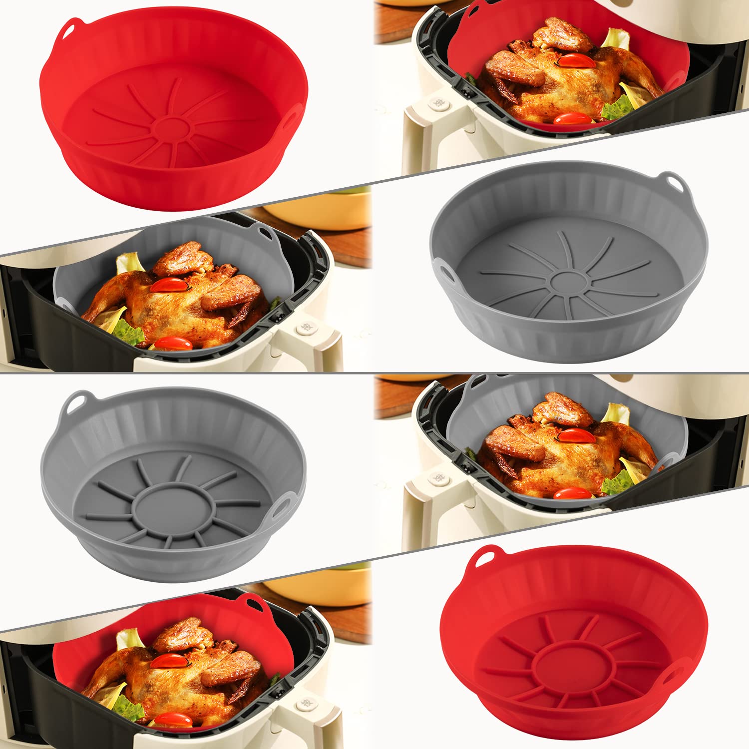 Air Fryer Silicone Pot – Food Safe Air Fryer Oven Accessories, Replacement for Flammable Parchment Liner Paper, No More Harsh Cleaning Basket After Using Air fryer（8.6 Inch）