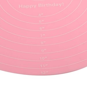 Pink Silicone Baking Mat with Measurements Non Slip Reusable Heat Resistant Round Design,Pastry Baking Mats for Kneading,Baking,Cooking,Dough Rolling,Shaping Bread Rolls(11.81 x 11.81 x 0.04 inch)