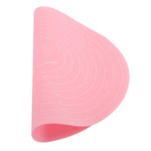 Pink Silicone Baking Mat with Measurements Non Slip Reusable Heat Resistant Round Design,Pastry Baking Mats for Kneading,Baking,Cooking,Dough Rolling,Shaping Bread Rolls(11.81 x 11.81 x 0.04 inch)