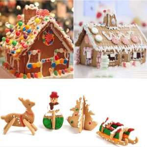 3D Christmas House Cookie Cutter Set, Gingerbread House Cutters Kit, Festive Xmas Stainless Steel Biscuit Cutter Set, Including Christmas Tree, Snowman, Reindeer, Sled Shapes, Gift Box Package(18 PCS)