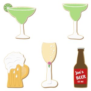 Foose Cookie Cutters Cocktail Drinks 5 Pc Set with Recipe Card, Made in USA
