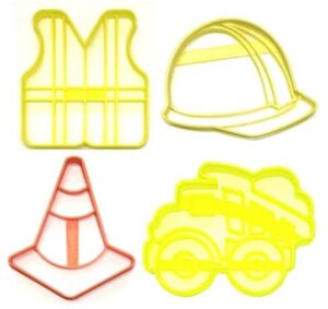 yngllc construction worker equipment safety gear set of 4 cookie cutters baking tool 3d printed made in usa pr1557 multicolor