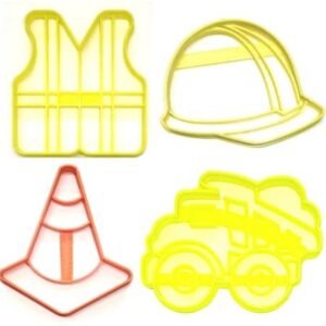 YNGLLC CONSTRUCTION WORKER EQUIPMENT SAFETY GEAR SET OF 4 COOKIE CUTTERS BAKING TOOL 3D PRINTED MADE IN USA PR1557 Multicolor