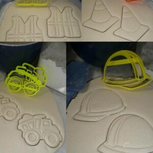 YNGLLC CONSTRUCTION WORKER EQUIPMENT SAFETY GEAR SET OF 4 COOKIE CUTTERS BAKING TOOL 3D PRINTED MADE IN USA PR1557 Multicolor