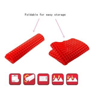 Ohequbao Non-Stick Silicone Baking, Pyramid Healthy Cooking Oven Mat Fat-red, Black-2 Pack