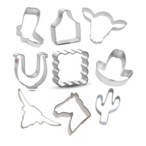 mini western southwestern cookie cutter 9 piece set from the cookie cutter shop – tin plated steel cookie cutters