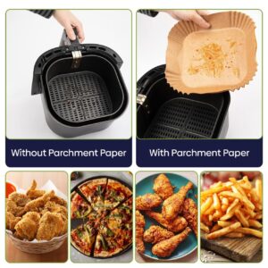 Ozlino 120 Pcs Air Fryer Liners Disposable - Parchment Paper Liners 6.3 inches - Perfect Airfryer Liners for Baking, Cooking, Roasting and Microwave, With Fridge Magnet and Cooking Time Cheat Sheet