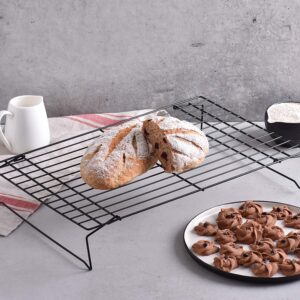 Cooling Rack, Lainrrew 3 Tier Stackable Baking Rack Stainless Steel Wire Cooking Rack for Cooking Roasting Cooling, Collapsible & Foldable, Dishwasher & Oven Safe