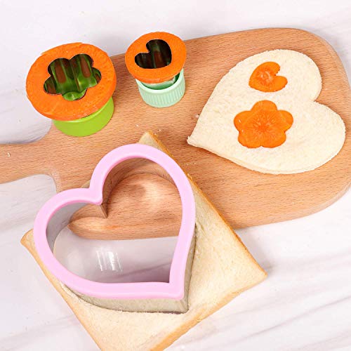 Stainless Steel Sandwiches Cutter set, Mickey Mouse & Dinosaur & Heart & Star Shapes Sandwich Cutters Cookie Cutters Vegetable cutters-Food Grade Cookie Cutter Mold for Kids (Big+Small, 12pac)
