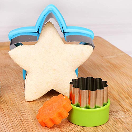 Stainless Steel Sandwiches Cutter set, Mickey Mouse & Dinosaur & Heart & Star Shapes Sandwich Cutters Cookie Cutters Vegetable cutters-Food Grade Cookie Cutter Mold for Kids (Big+Small, 12pac)