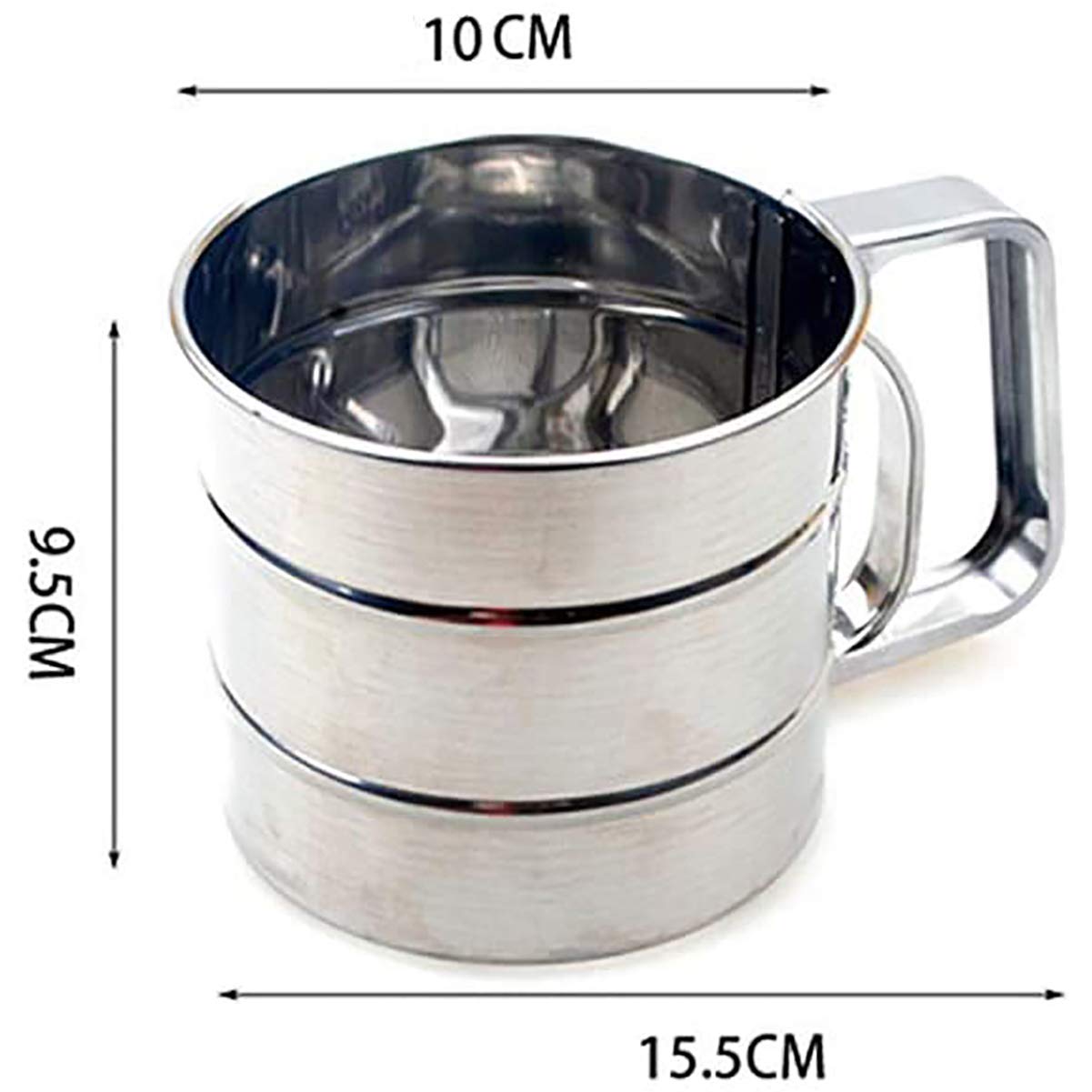 Flour Sifter, Baking Sifter Cup, Sifter for Baking, Flour Sieve with 24 Fine Mesh, Stainless Steel Handheld Baking Sieve Cup for Sugar, Flour, Coffee Powder
