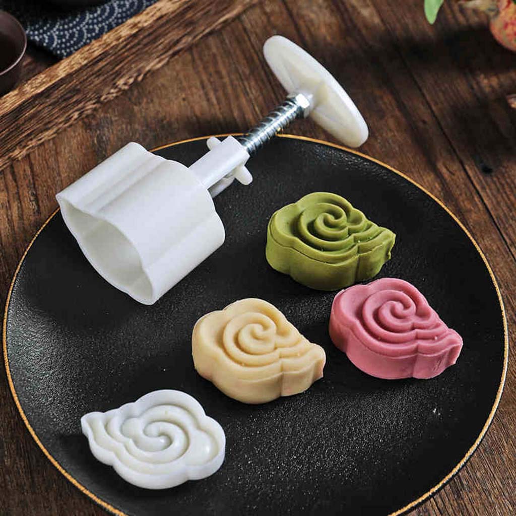 Non-stick Mooncake Mold Muffin Cupcake Mold 50g Cookie Cutter with 3D Clouds Stamp Hand Press Moon Cake Mold DIY Bakeware Mid-autumn Festival Baking Mold for Cookie Biscuit Chocolate Pumpkin Pie