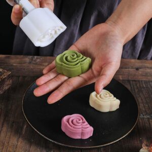 Non-stick Mooncake Mold Muffin Cupcake Mold 50g Cookie Cutter with 3D Clouds Stamp Hand Press Moon Cake Mold DIY Bakeware Mid-autumn Festival Baking Mold for Cookie Biscuit Chocolate Pumpkin Pie