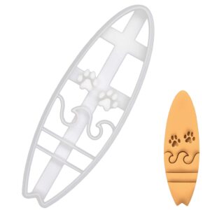 surfboard with paw prints cookie cutter, 1 piece - bakerlogy