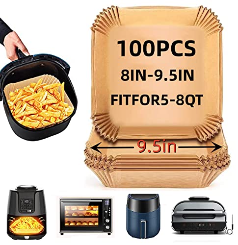 Air Fryer Liners, 100Pcs Air Fryer Liners Disposable, Air Fryer Parchment Paper Liners For Air Fryer, Baking, Roasting Microwave. (8 Inch)