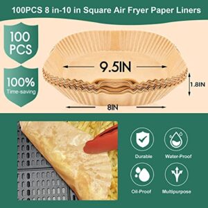 Air Fryer Liners, 100Pcs Air Fryer Liners Disposable, Air Fryer Parchment Paper Liners For Air Fryer, Baking, Roasting Microwave. (8 Inch)