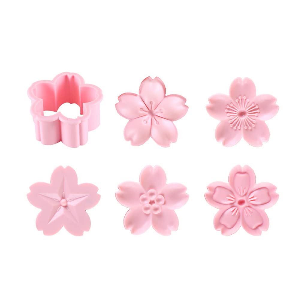 KALAIEN 6PCS Cherry Blossom Cookie Cutters Mold Sakura Cookie Stamps for Biscuit Pastry Accessories