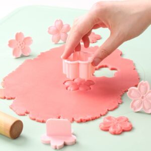 KALAIEN 6PCS Cherry Blossom Cookie Cutters Mold Sakura Cookie Stamps for Biscuit Pastry Accessories