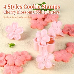 KALAIEN 6PCS Cherry Blossom Cookie Cutters Mold Sakura Cookie Stamps for Biscuit Pastry Accessories