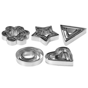 5 set cookie cutters set, stainless steel pastry fruit diy mold star roundcookie cutters set for kitchen baking mold tool