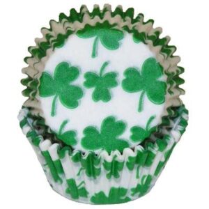 50 shamrock print cupcake liners baking cups standard size st. patrick's day