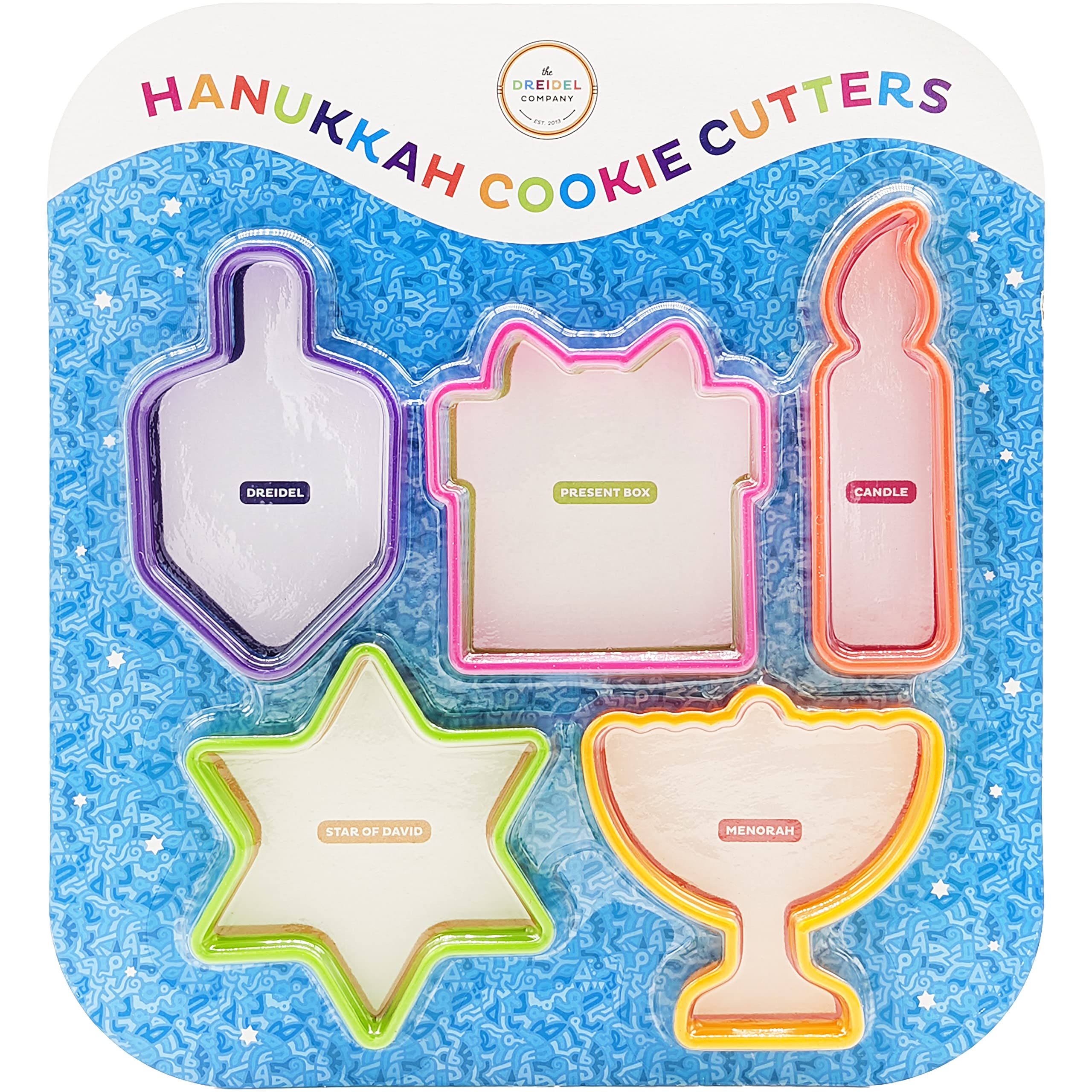 Hanukkah Shaped Cookie Cutters, Five Hanukkah Shaped Cookie Cutters - Menorah, Dreidel, Maccabee, Star of David, Maccabee Shield (Single)