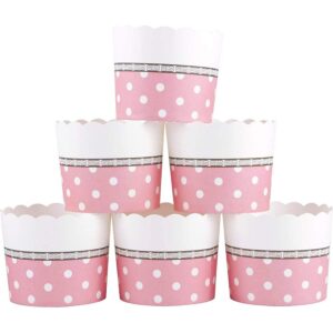 webake large paper baking cups, 6oz cupcake muffin cases jumbo cupcake liners, set of 25 pink cupcake liners for valentine's day, wedding