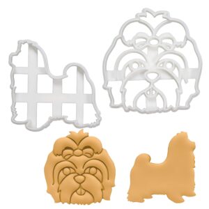 set of 2 shih tzu cookie cutters (designs: body & face), 2 pieces - bakerlogy