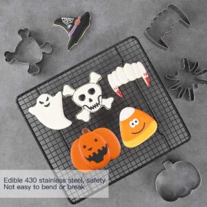 Halloween Cookie Cutters Set 12 PCS, Cobwebs, Corn, Wizarding Hat, Tombstone, Spider, Ghosts, Bats, Skeletons, Coffins, Pumpkins, Zombie Teeth…